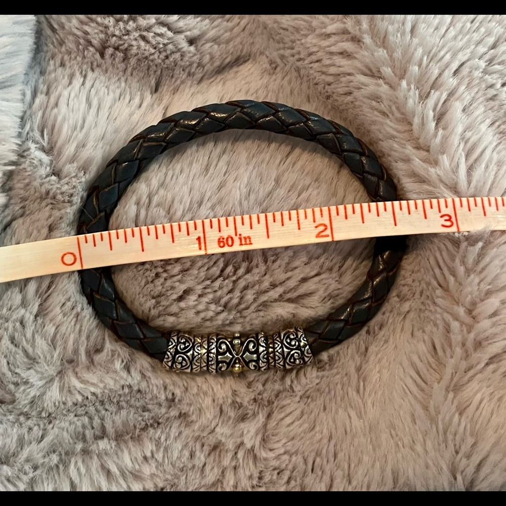 Barbara Bixby Leather Braided, Sterling Silver, 18k Gold and small diamond. - Picture 5 of 9